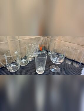 13 Various Clear Drinking Glasses